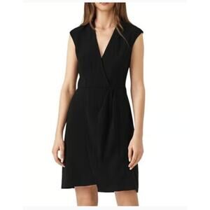 Reiss Ali Black Wrap V-Neck LBD - Women's Size 6
